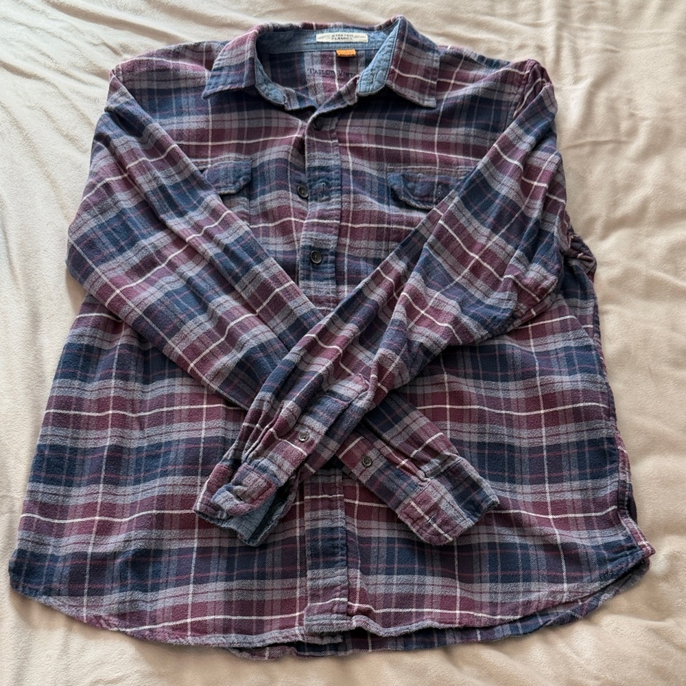 Tailor Vintage Maroon and Blue Plaid Shirt